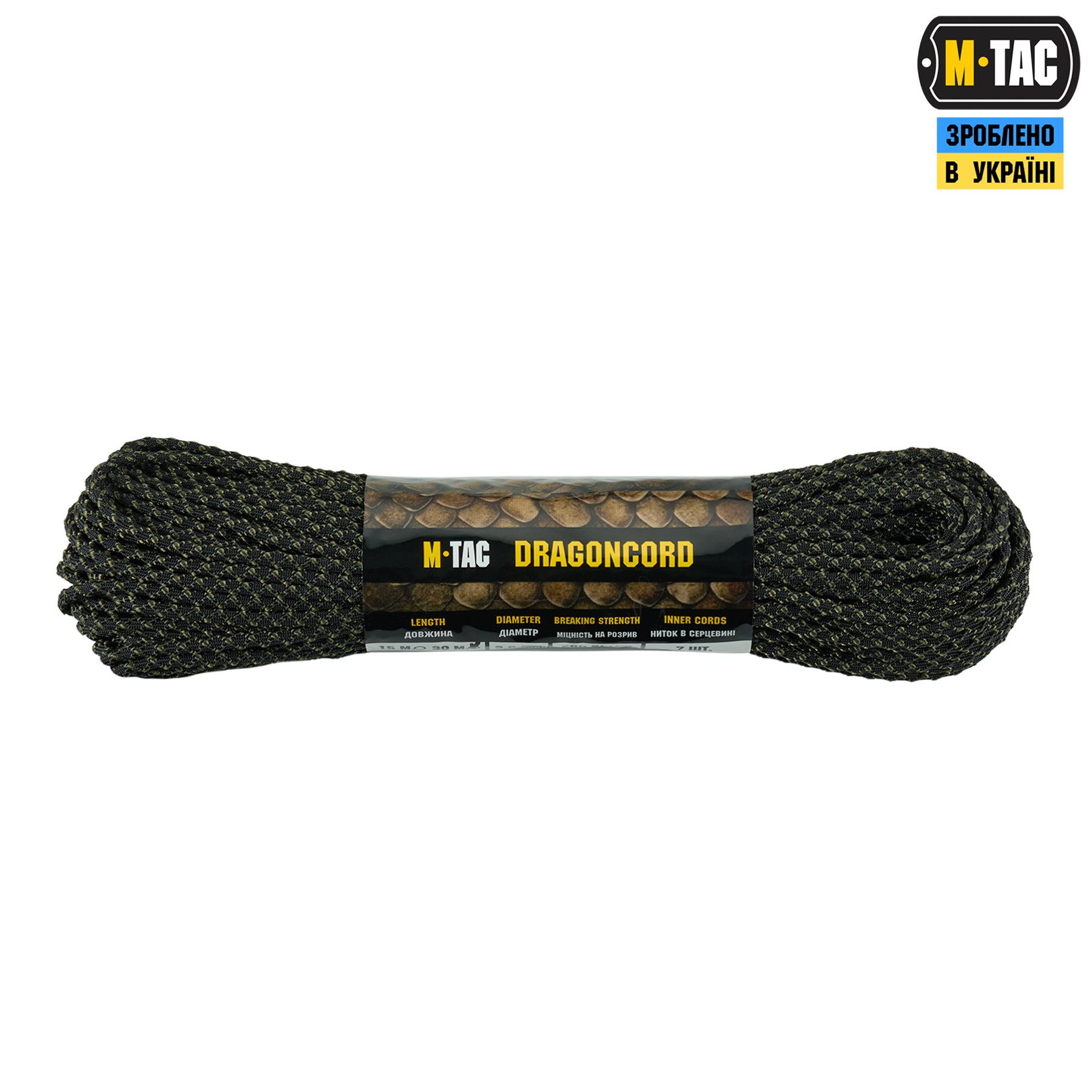 M-Tac паракорд Dragon Cord 30m Black/Ranger Green