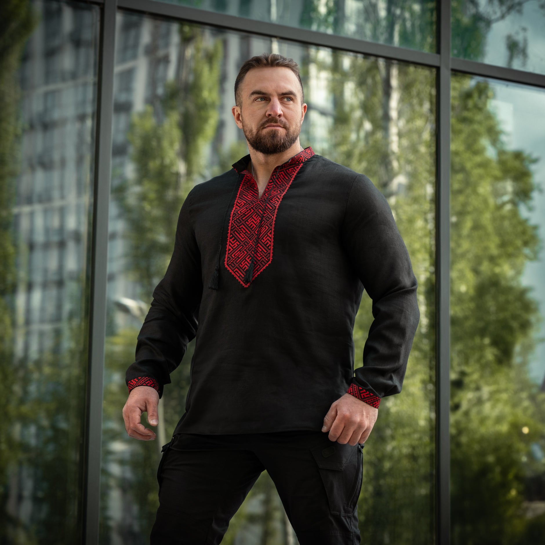 M-Tac вишиванка 100% льон чорний