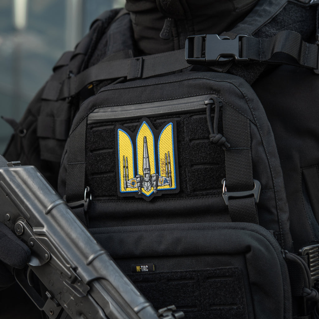 M-Tac нашивка Тризуб UA-Wing (вишивка) Black
