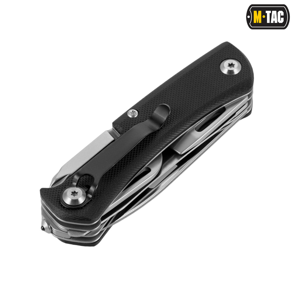 M-Tac ніж складаний Type 9 (6 інструментів) Black/Steel