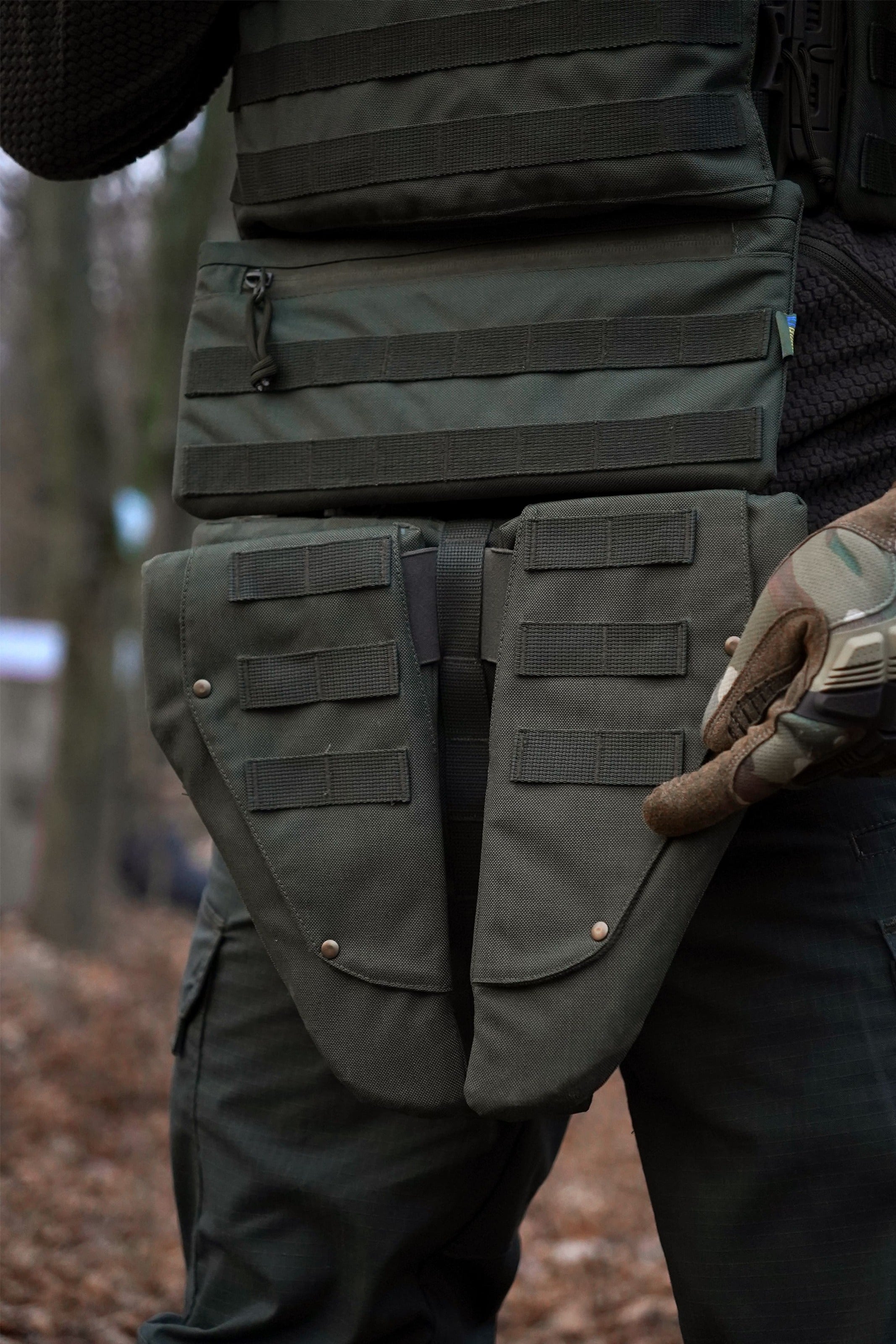 Захист паху (напашник) потрійний Kiborg з балістичним пакетом 1 клас захисту Militex Khaki
