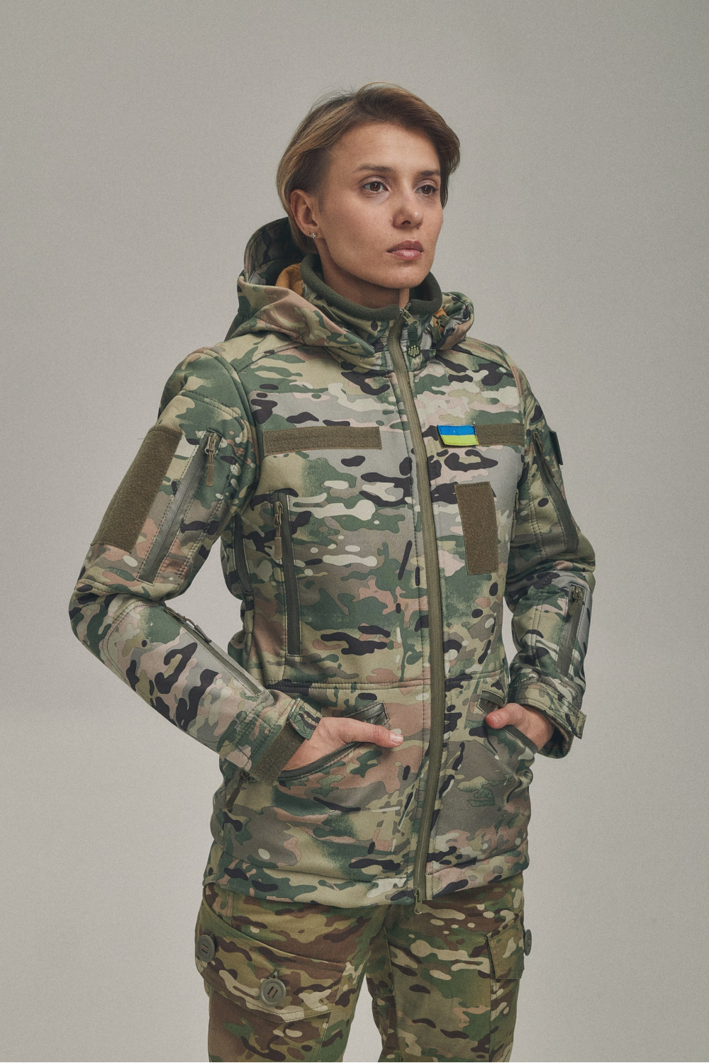 Зимова утеплена жіноча FS куртка-трансформер Soft Shell 2в1, мультикам