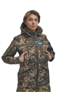 Зимова утеплена жіноча FS куртка-трансформер Soft Shell 2в1, піксель